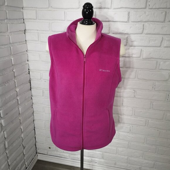 Columbia Sportswear Company Ladies Size XL Hot Pink Full Zip Fleece Vest - Picture 1 of 13